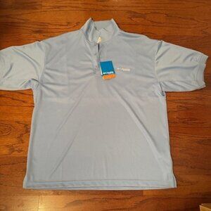 NWT MENS COLUMBIA POLO SHIRT, LIGHT BLUE, SIZE LARGE
